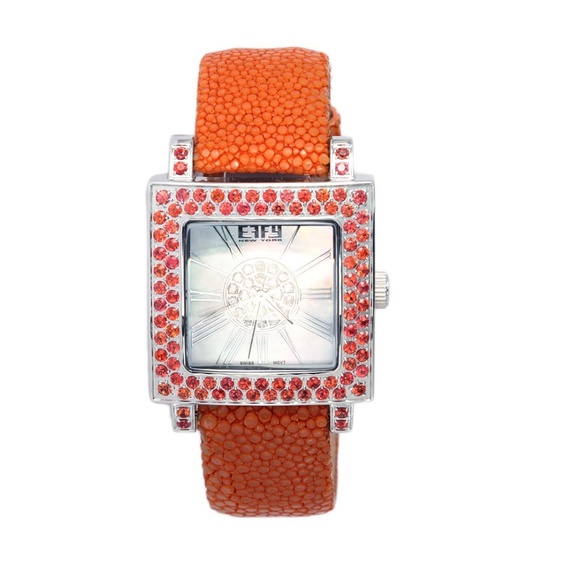 Orange Sapphire Diamond 3.53 Ct Luxury Watch
